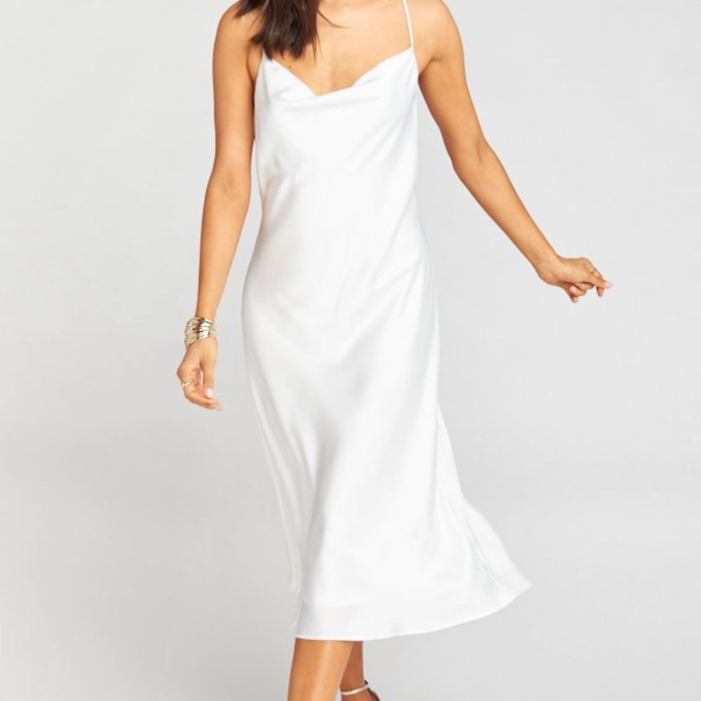 Show Me Your Mumu Ivory Satin Verona Cowl Dress
